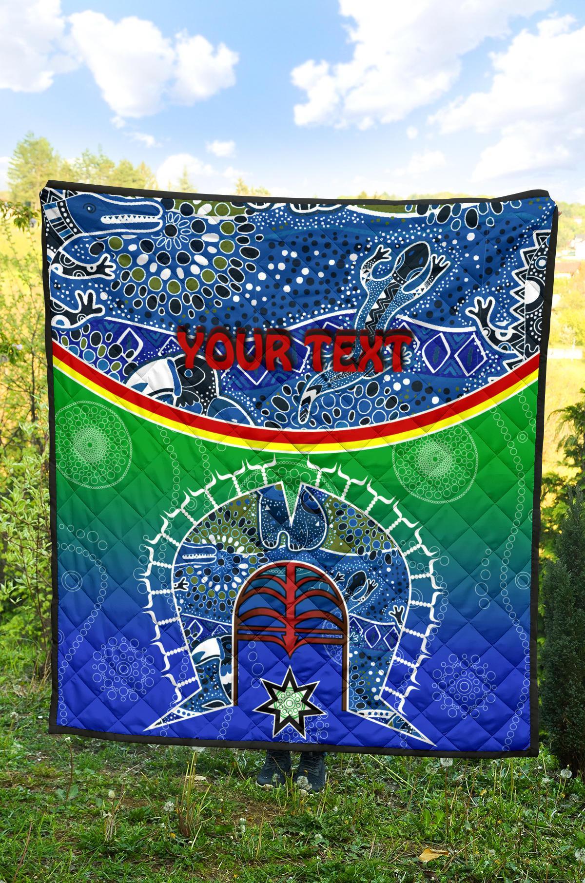 Personalised Premium Quilt - Torres Strait Symbol With Aboriginal Patterns - Vibe Hoodie Shop