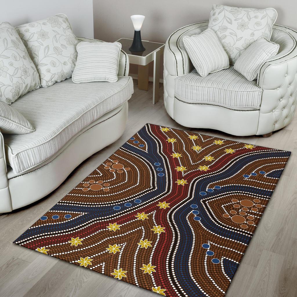 Area Rug - Aboriginal Dot Painting Depicting Wet - Vibe Hoodie Shop