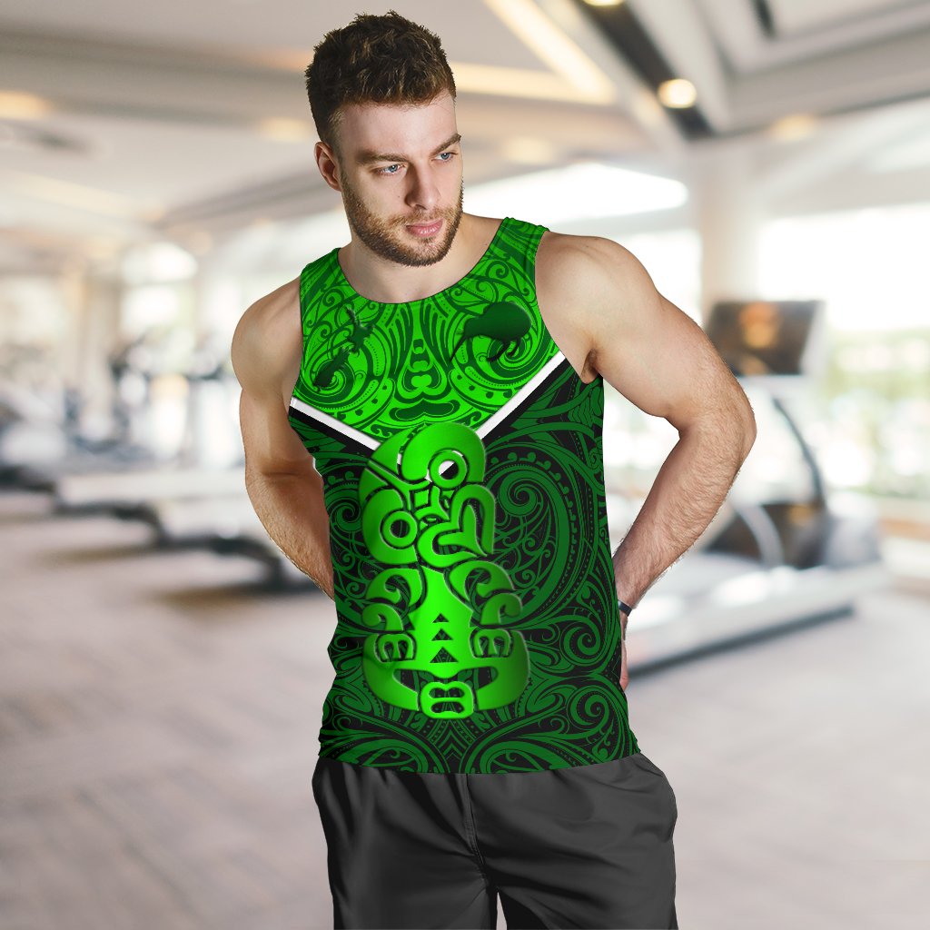 New Zealand Maori Rugby Men Tank Top Pride Version - Green - Vibe Hoodie Shop