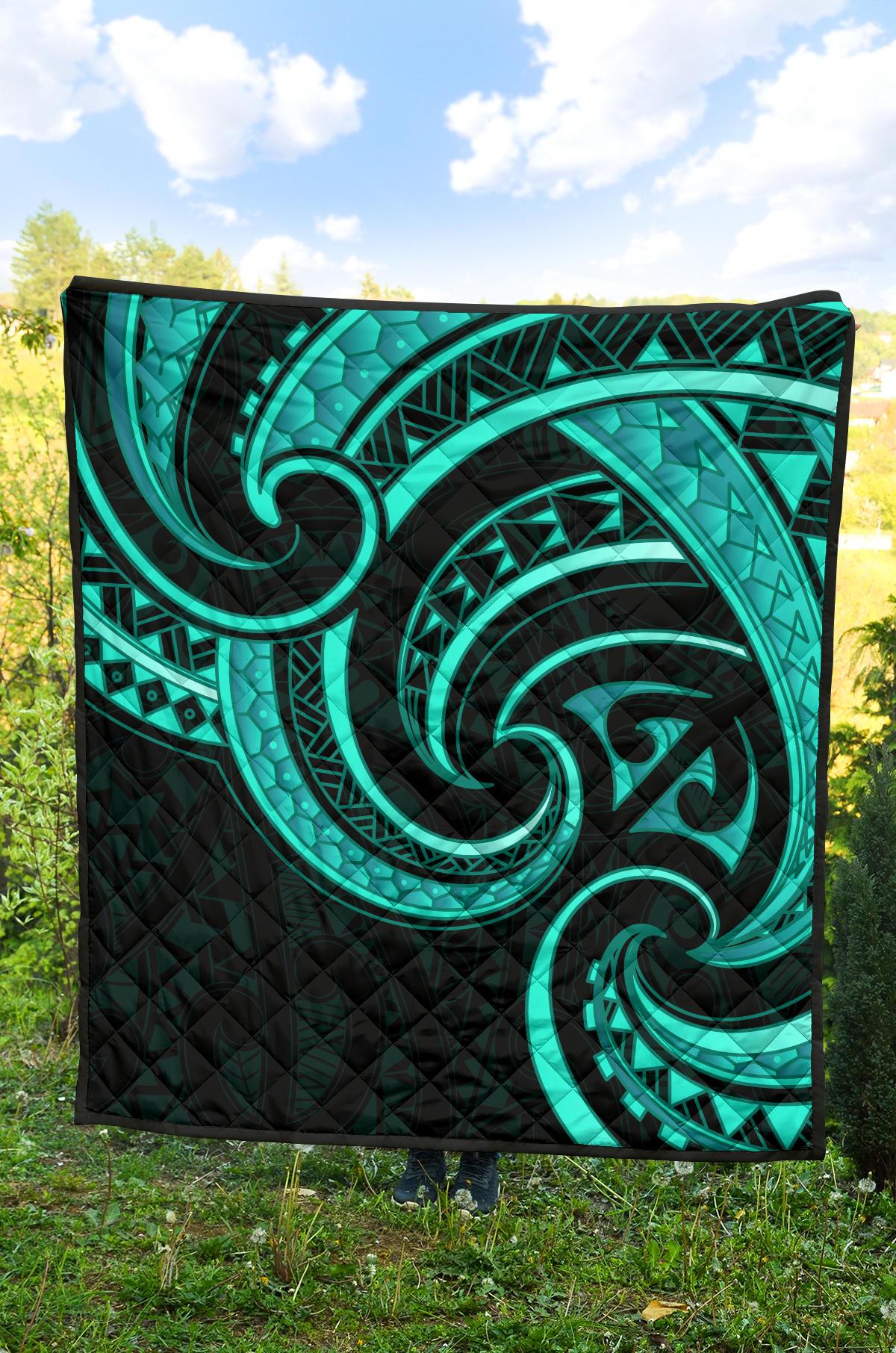 New Zealand Maori Mangopare Premium Quilt Polynesian - Turquoise - Vibe Hoodie Shop