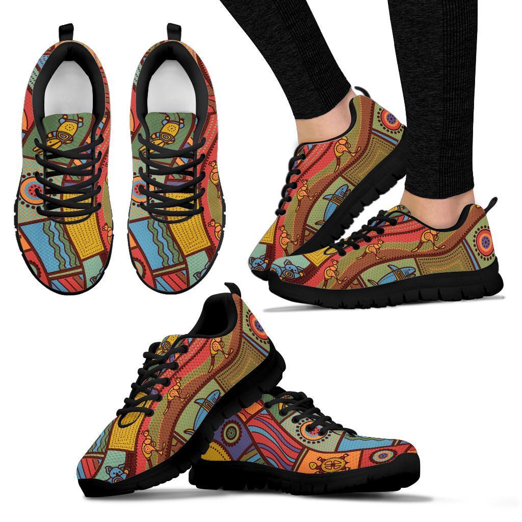 Sneakers - Aboriginal Art With Animals - Vibe Hoodie Shop