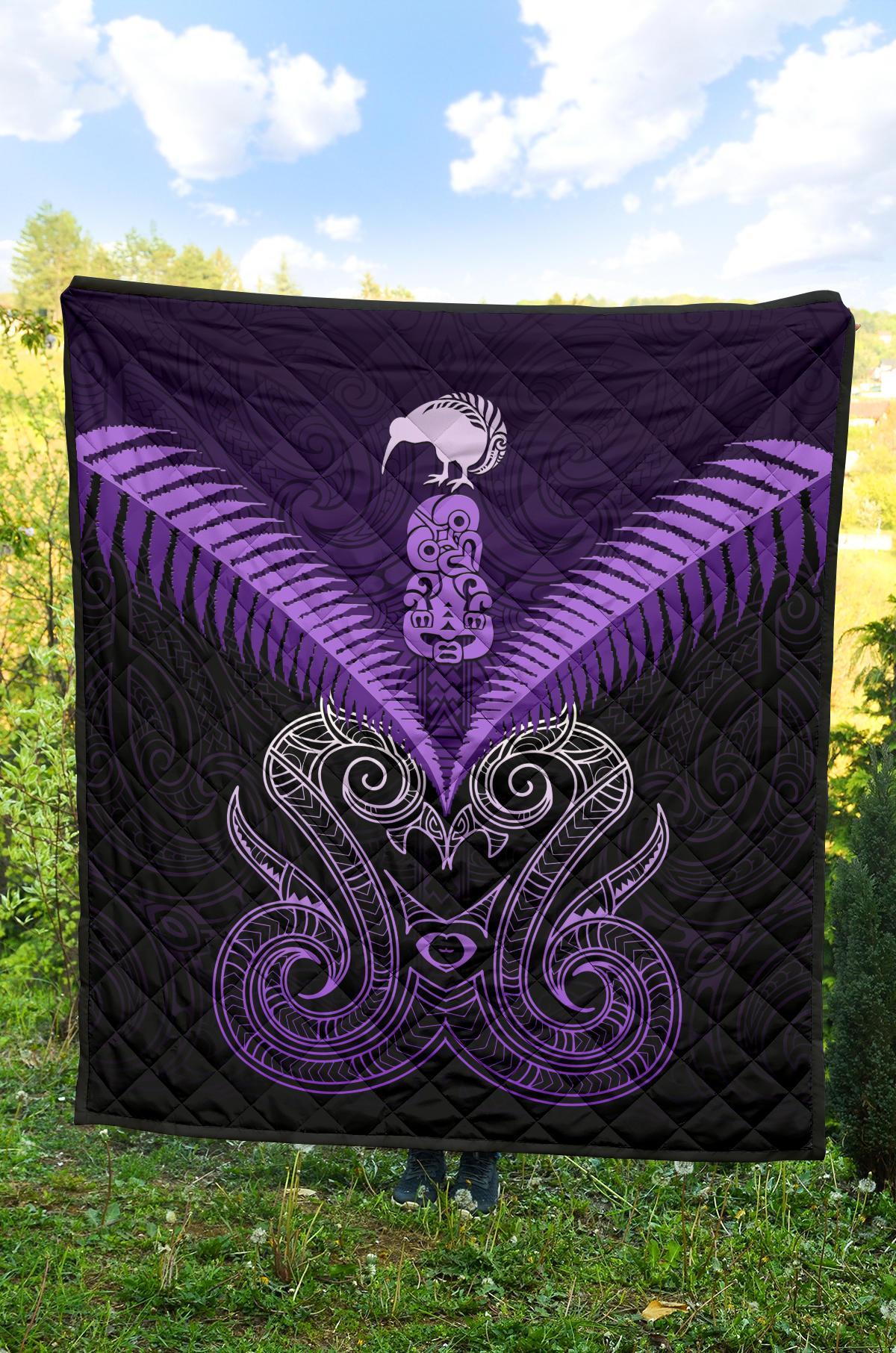 Maori Manaia New Zealand Premium Quilt Purple - Vibe Hoodie Shop