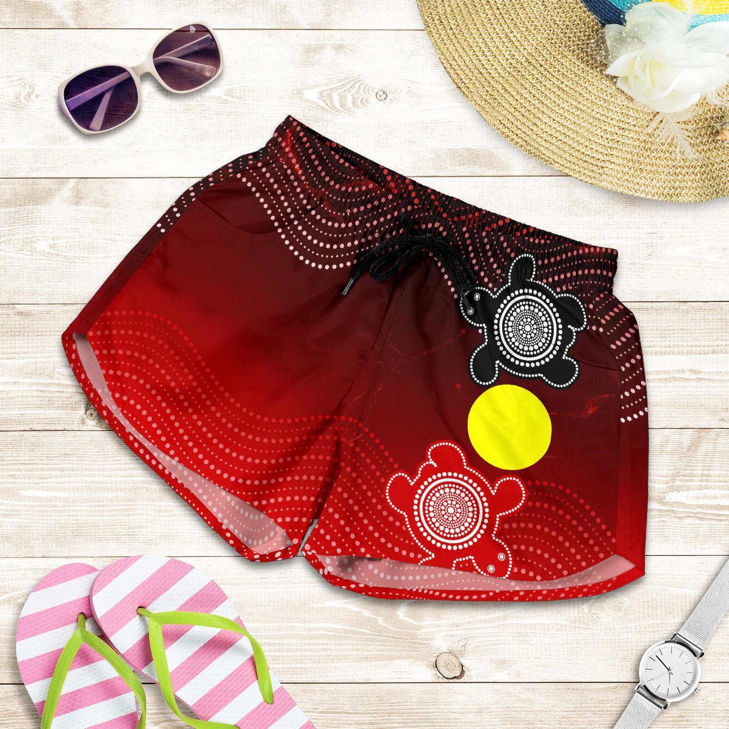 aboriginal-womens-shorts-indigenous-circle-dot-painting-style