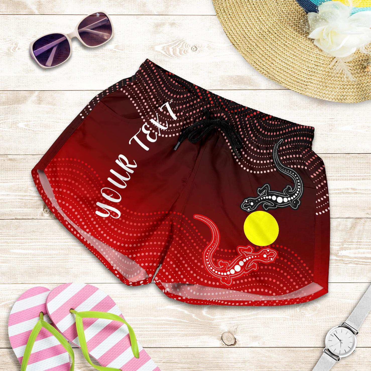 custom-aboriginal-all-over-print-womens-shorts-two-indigenous-lizard