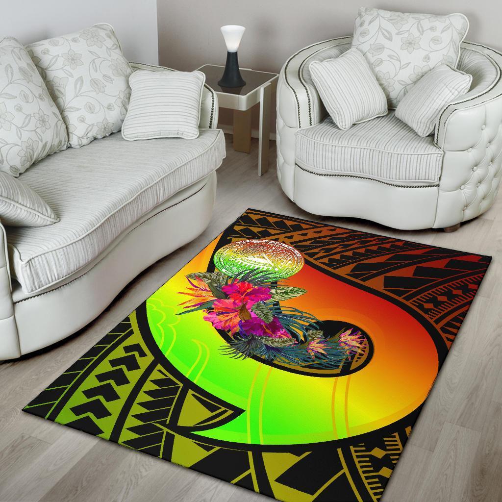 American Samoa Area Rug - Polynesian Hook And Hibiscus (Raggae) - Vibe Hoodie Shop