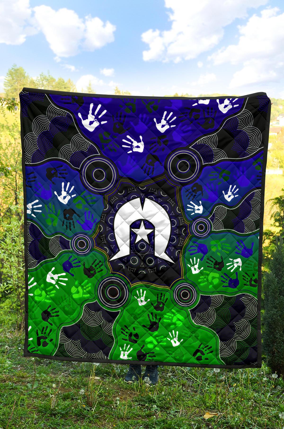 Aboriginal Premium Quilt - Torres Strait Symbol With Indigenous Patterns - Vibe Hoodie Shop