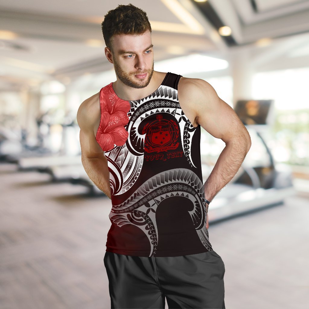 Samoa Custom Personalised Men's Tank Top - Samoa Seal Wave Style (Red) - Vibe Hoodie Shop