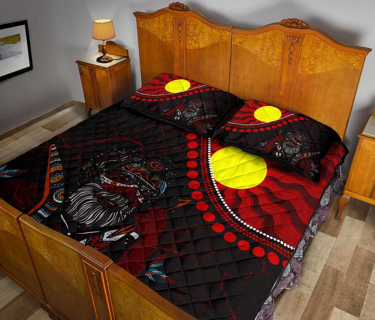 Aboriginal Quilt Bed Set - Indigenous People And Sun - Vibe Hoodie Shop