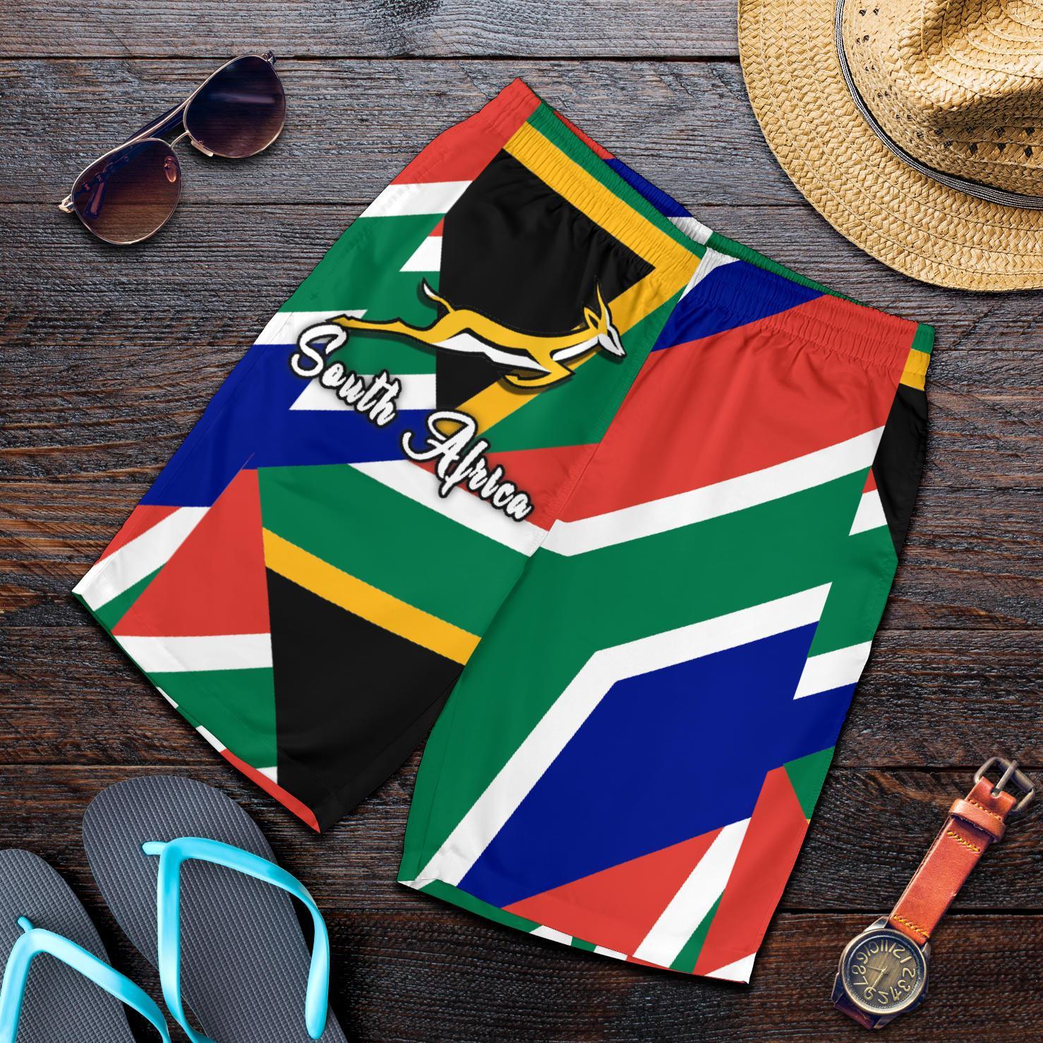 South Africa Springbok Men's Shorts Flag Patch Up Version - Vibe Hoodie Shop