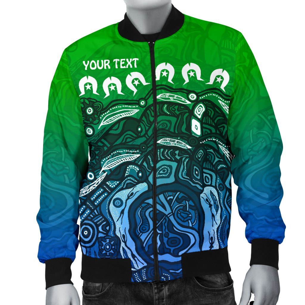 Custom Torres Strait Islands Men's Bomber Jacket - Blue - Vibe Hoodie Shop