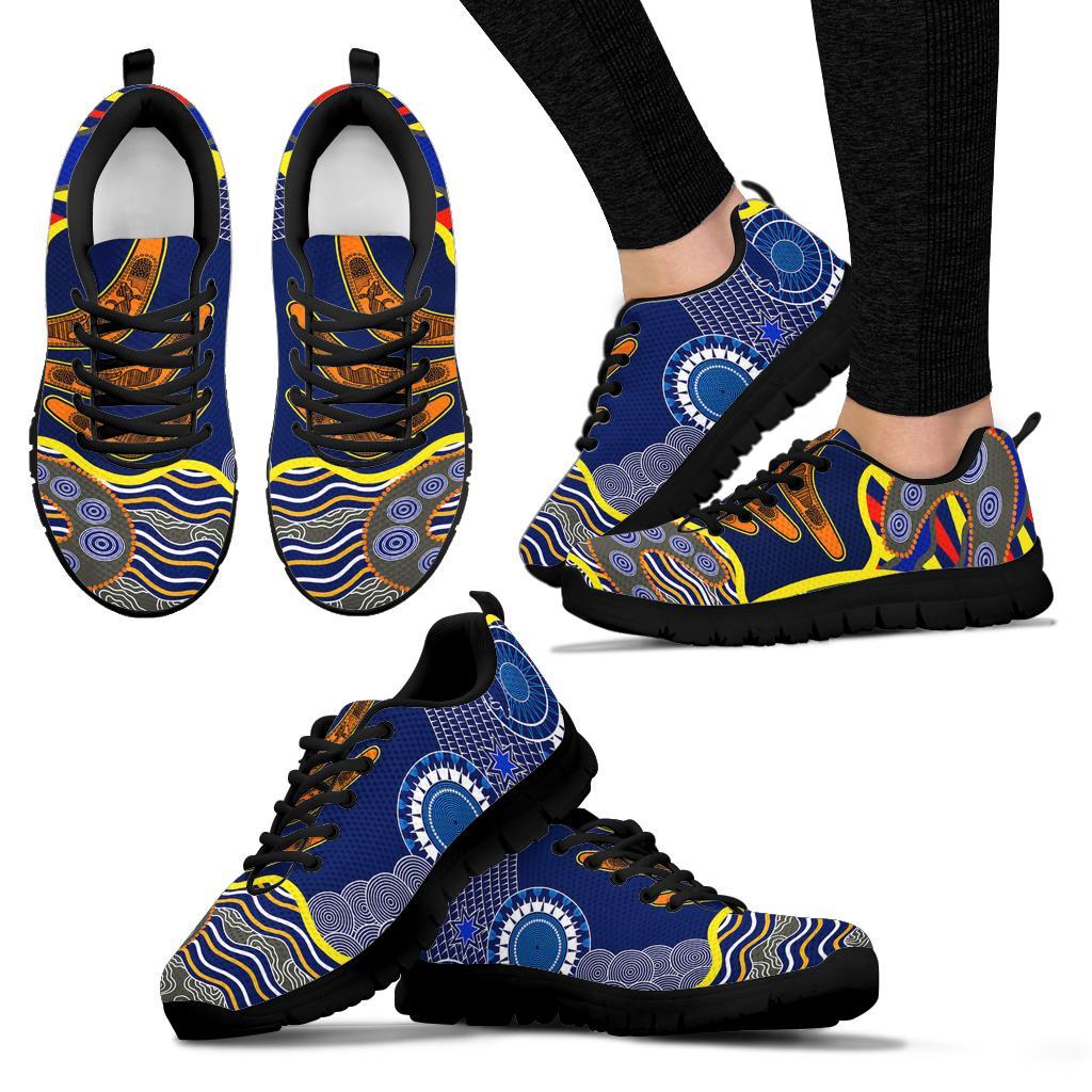 Aboriginal Sneakers, Australian Boomerang Dot Painting Art - Vibe Hoodie Shop