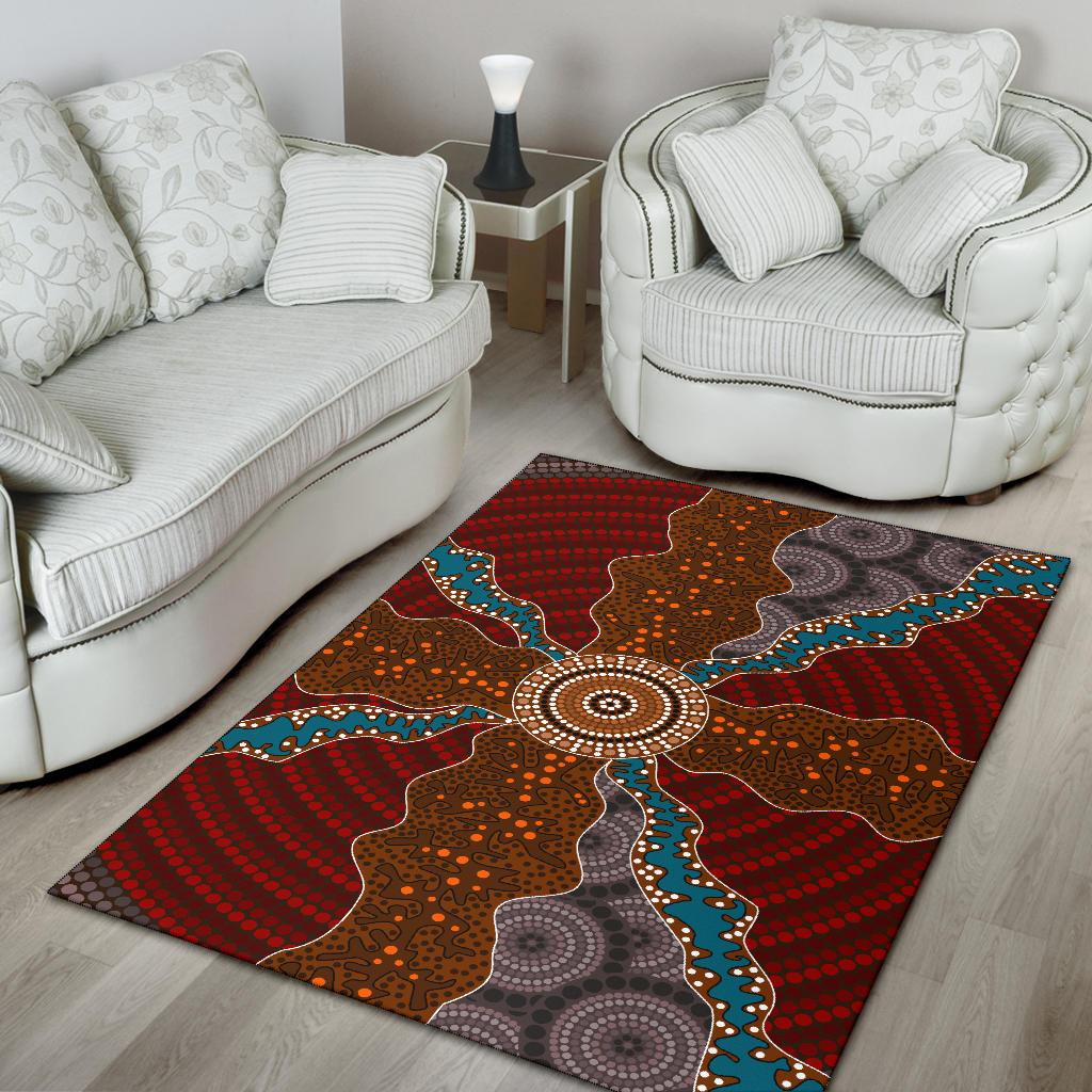 Area Rug - Aboriginal Dot Painting Rug Ver06 - Vibe Hoodie Shop