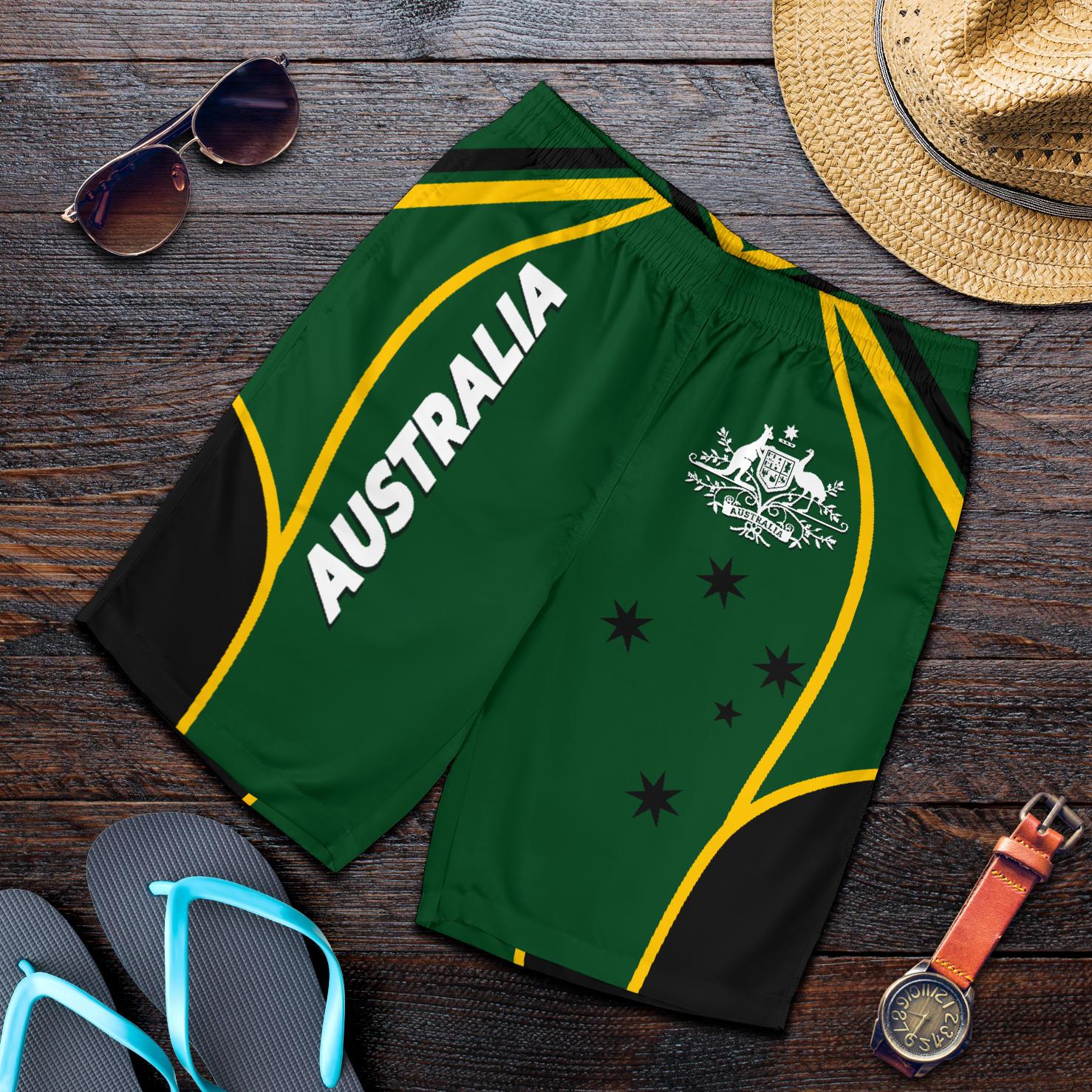 Men's Shorts - Australian Coat Of Arms (Green) Shorts - Vibe Hoodie Shop