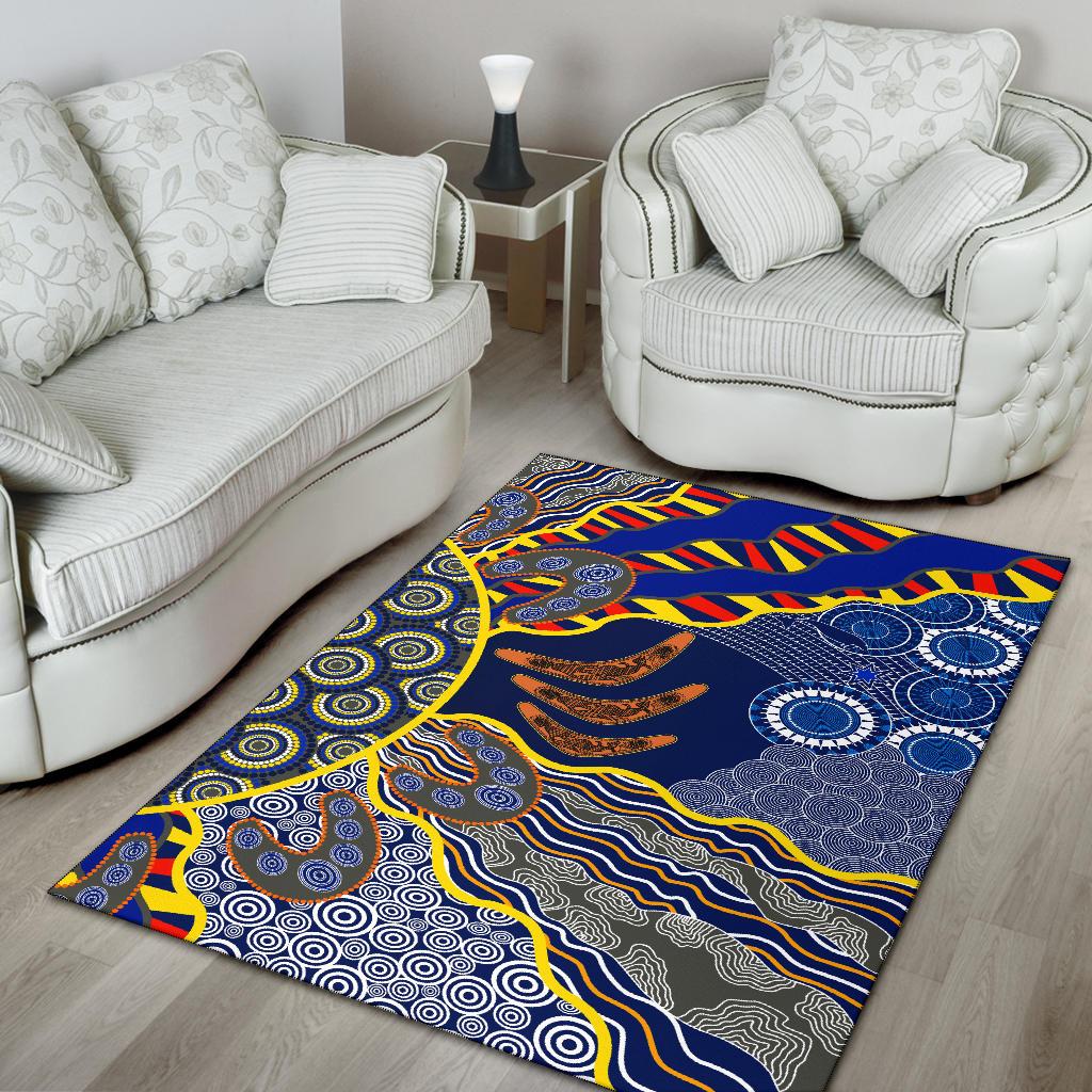 Aboriginal Area Rug, Australian Boomerang Dot Painting Art - Vibe Hoodie Shop