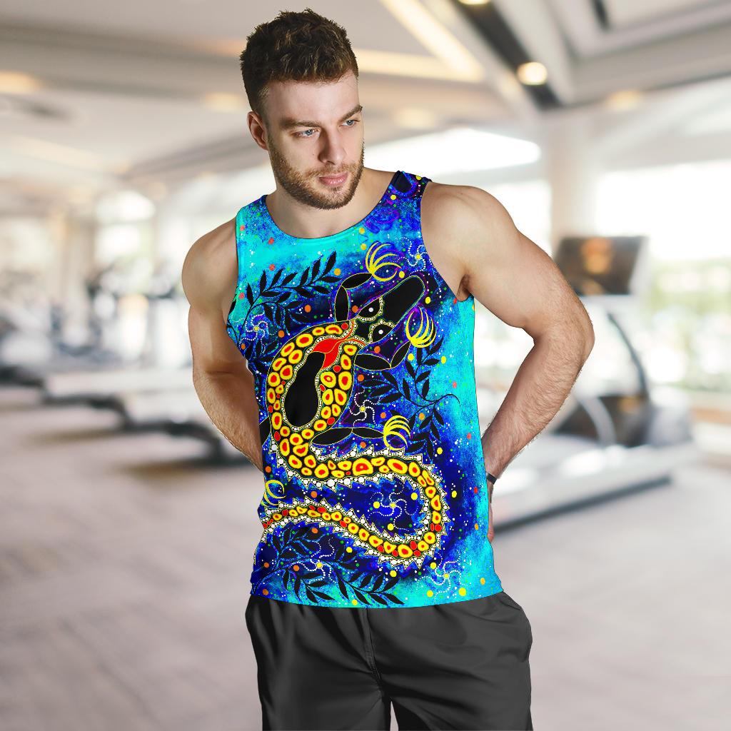 Aboriginal Men's Tank Tops - Indigenous Crocodile - Vibe Hoodie Shop