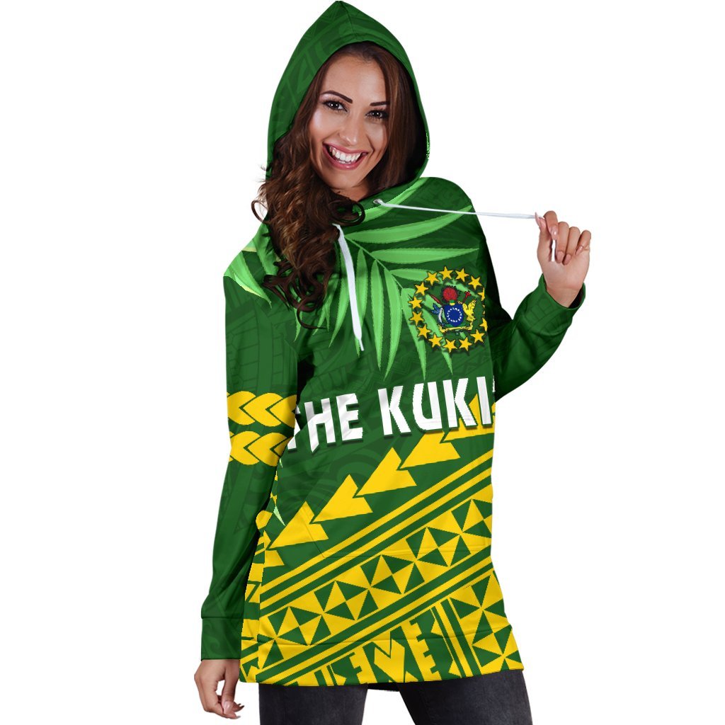 Cook Islands Rugby Women Hoodie Dress Coconut Leaves - The Kuki's - Vibe Hoodie Shop