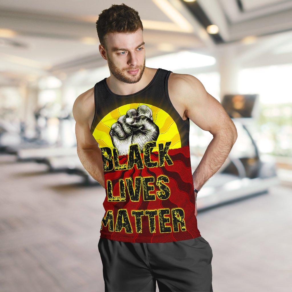 Men's Tank Top, Aboriginal Black Lives Matter Sun Dot Painting - Vibe Hoodie Shop