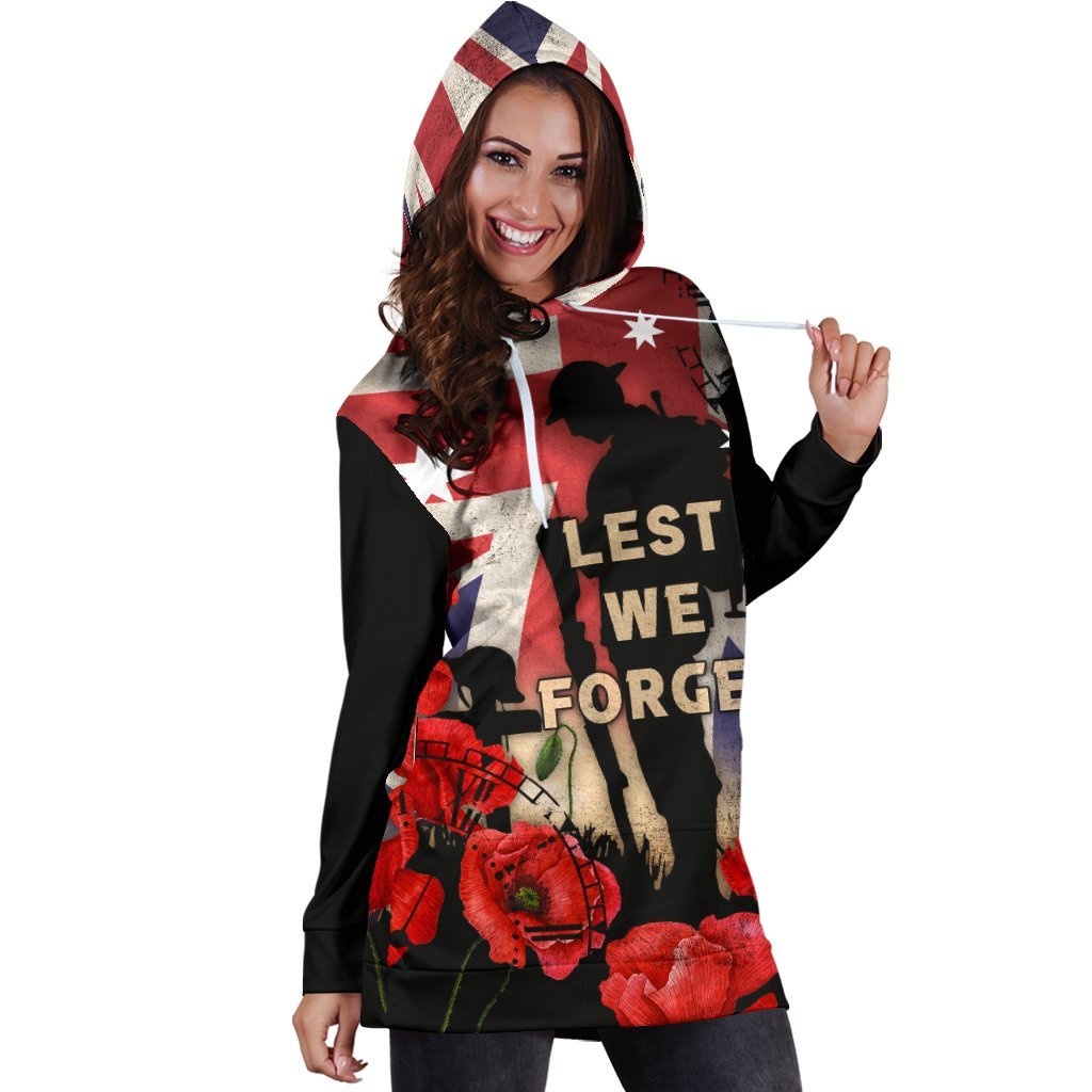 ANZAC Women's Hoodie Dress - A Day We Will Never Forget - Vibe Hoodie Shop