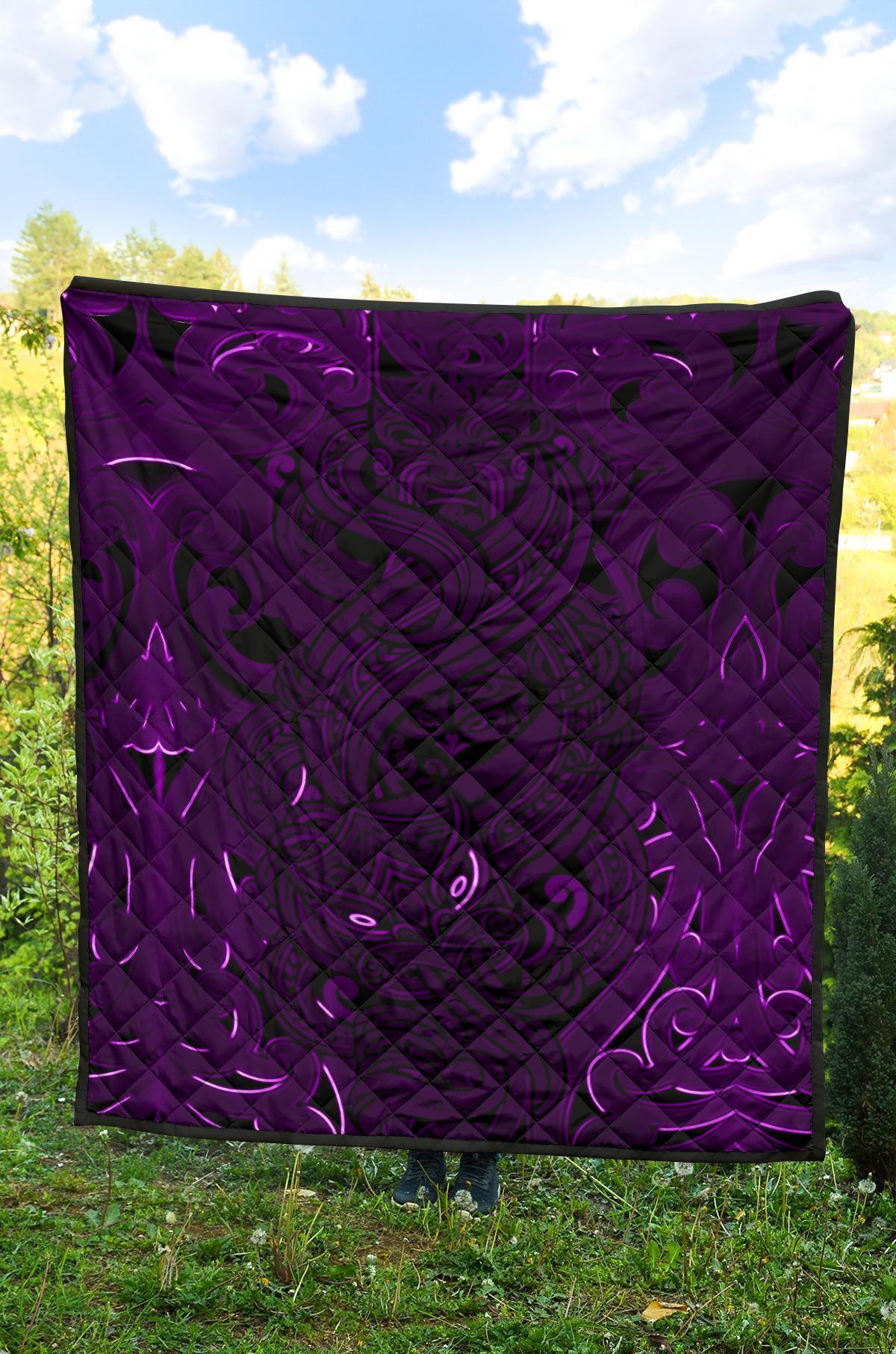 New Zealand Premium Quilt, Maori Gods Tumatauenga (God Of War) - Purple - Vibe Hoodie Shop