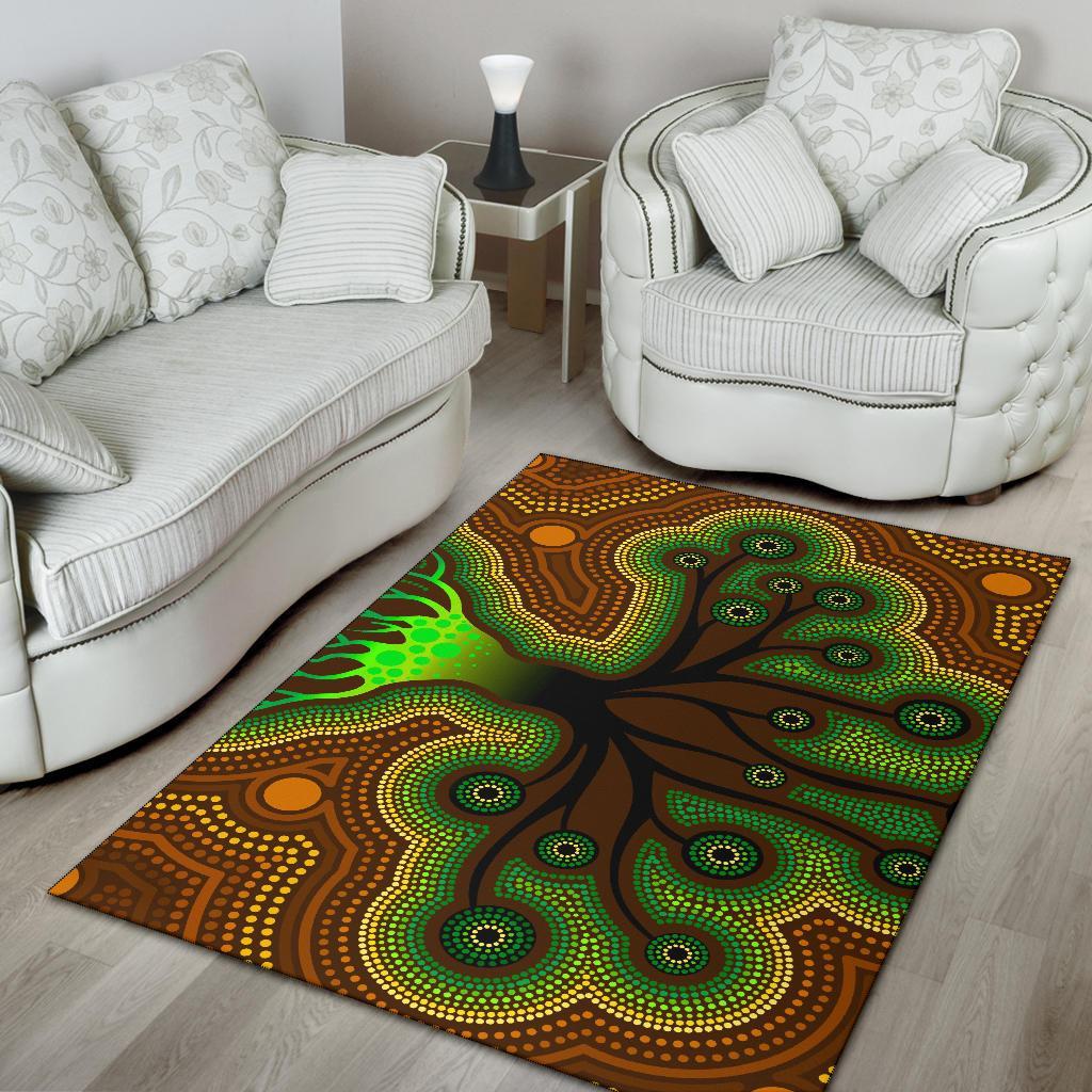 Aboriginal Area Rug - Tree Dot Painting Art - Vibe Hoodie Shop