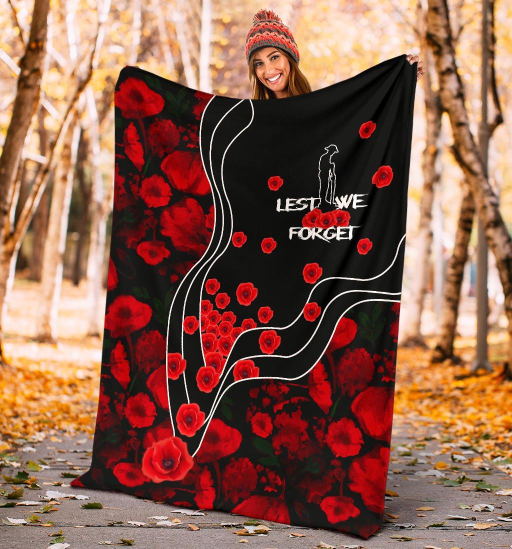 ANZAC Lest We Forget Premium Blanket - Poppy Flowers - Vibe Hoodie Shop