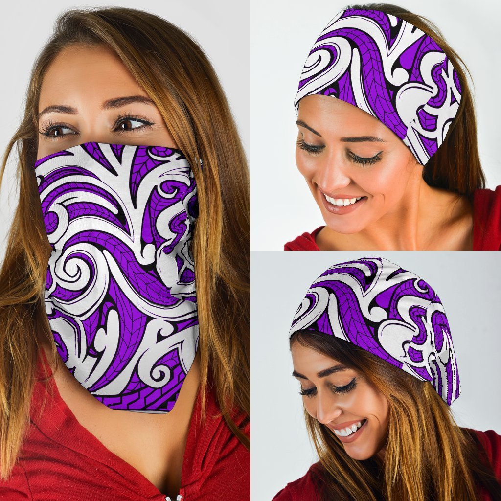 New Zealand Maori Tribal Ornament Bandana - Purple - Vibe Hoodie Shop