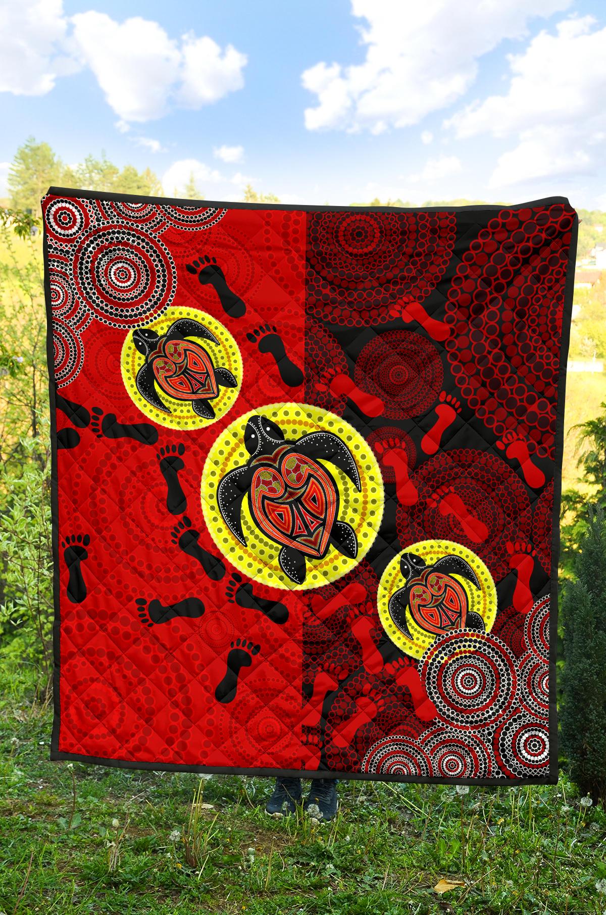 Premium Quilt - Aboriginal Dot Painting Quilt Turtle - Vibe Hoodie Shop