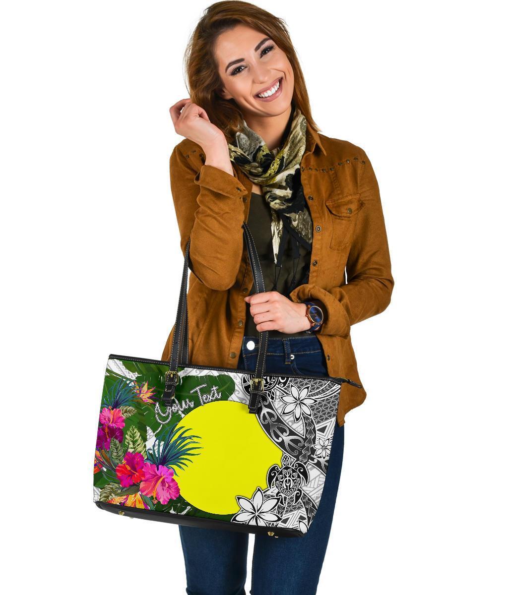 palau-custom-personalised-large-leather-tote-white-turtle-plumeria-banana-leaf