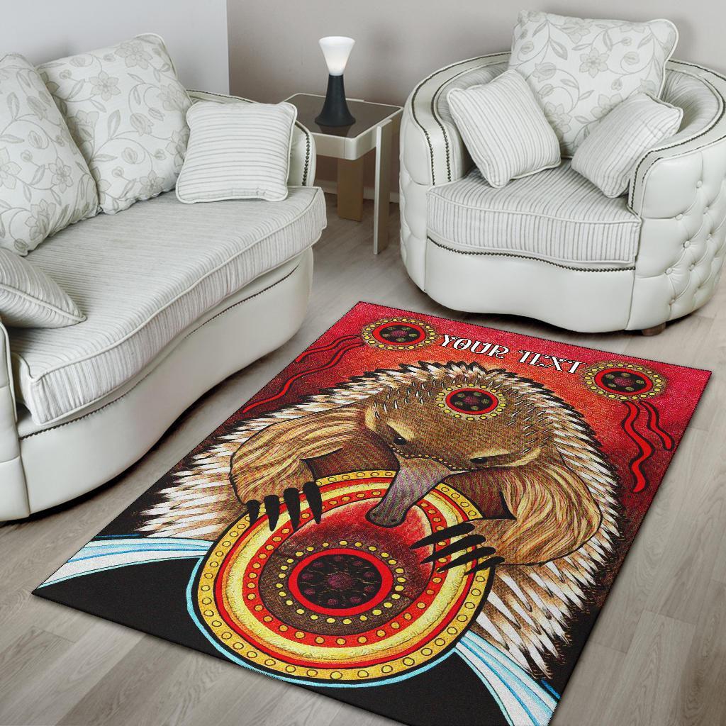 Custom Aboriginal Area Rug - Australian Echidna - Vibe Hoodie Shop