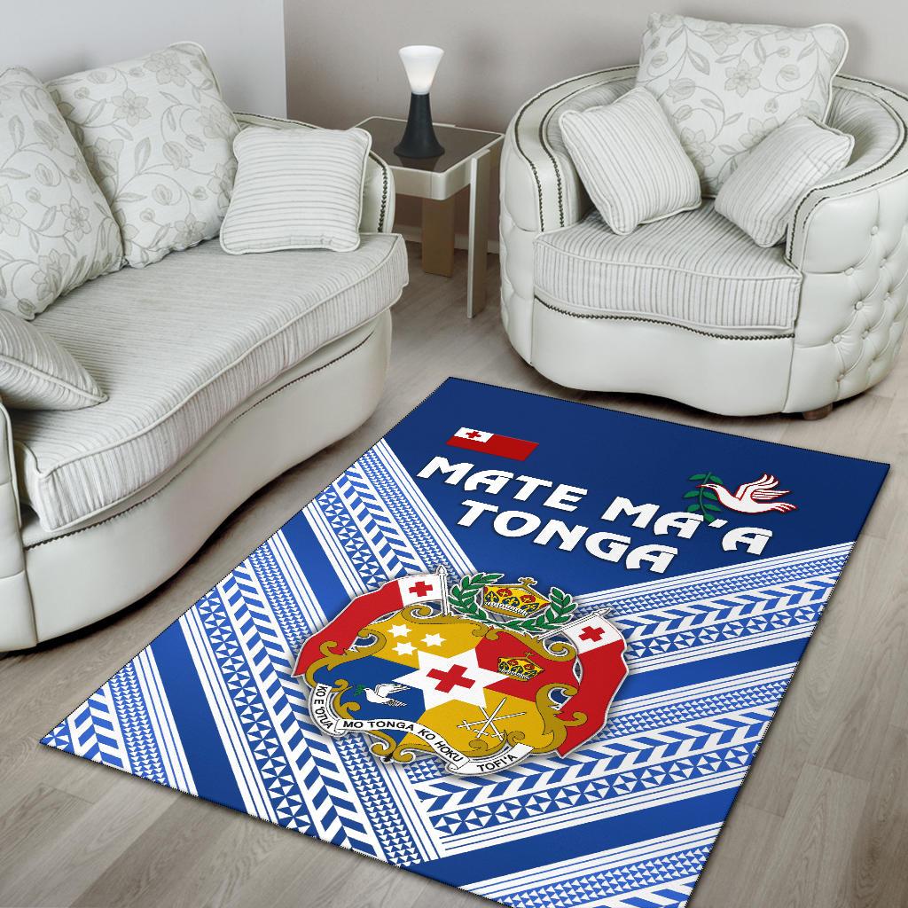 Mate Ma'a Tonga Rugby Area Rug Polynesian Creative Style - Blue - Vibe Hoodie Shop