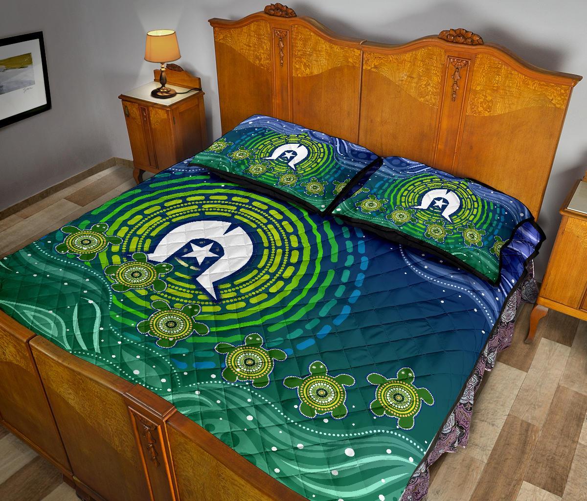 Torres Strait Islanders Quilt Bed Set - Aboriginal Turtle - Vibe Hoodie Shop