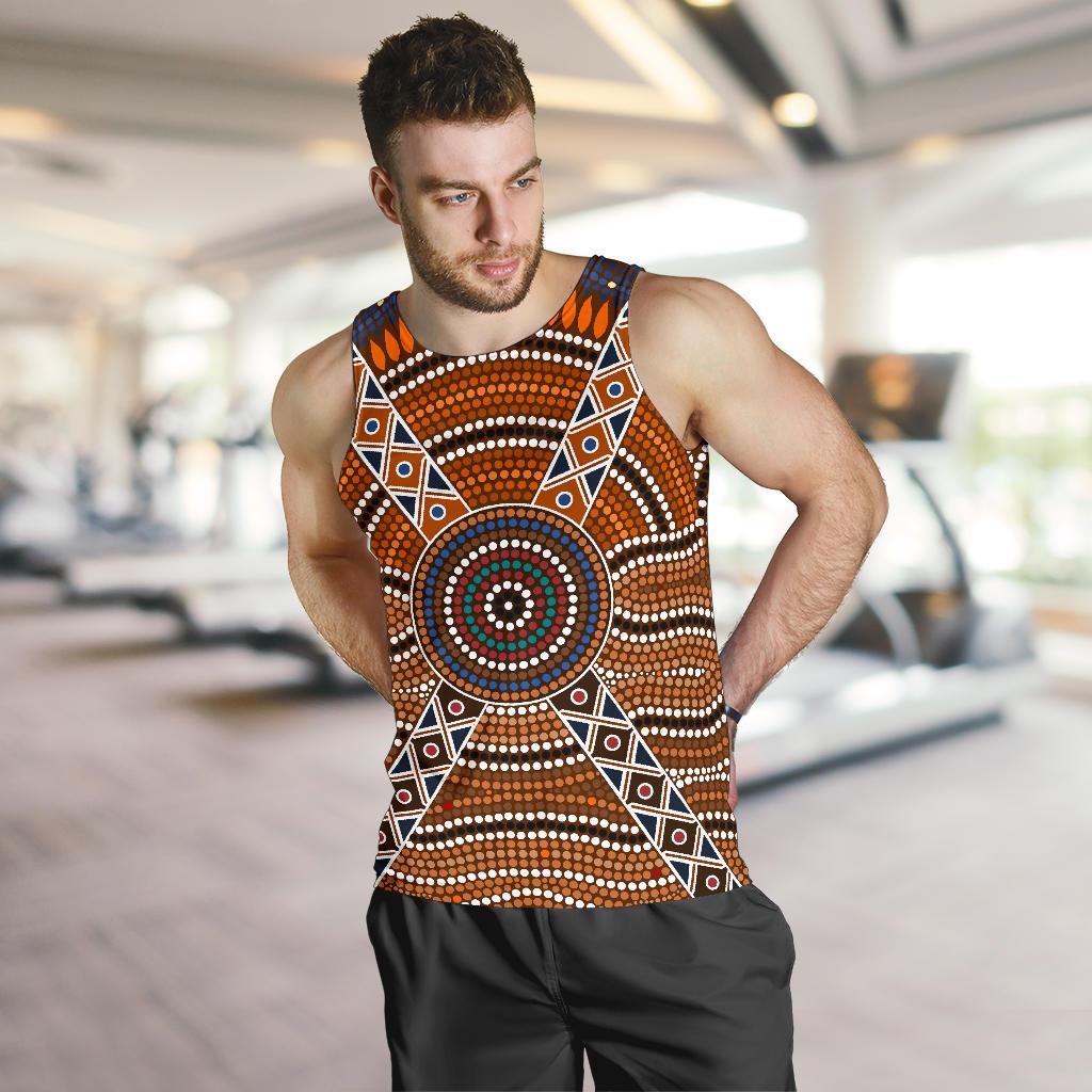 Men Tank Top - Aboriginal Dot Painting Mens Tank Ver01 - Vibe Hoodie Shop