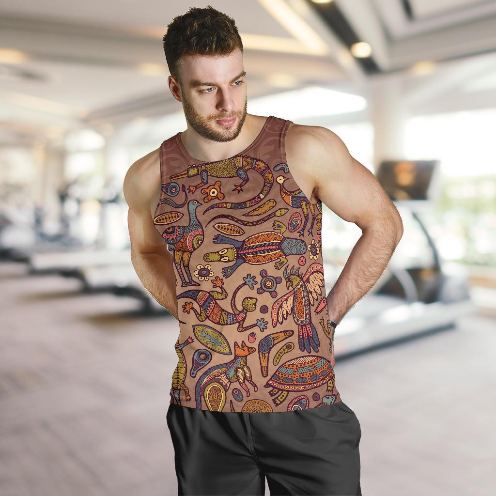 Men Tank Top - Aboriginal Patterns Mens Tank Animal Art - Vibe Hoodie Shop