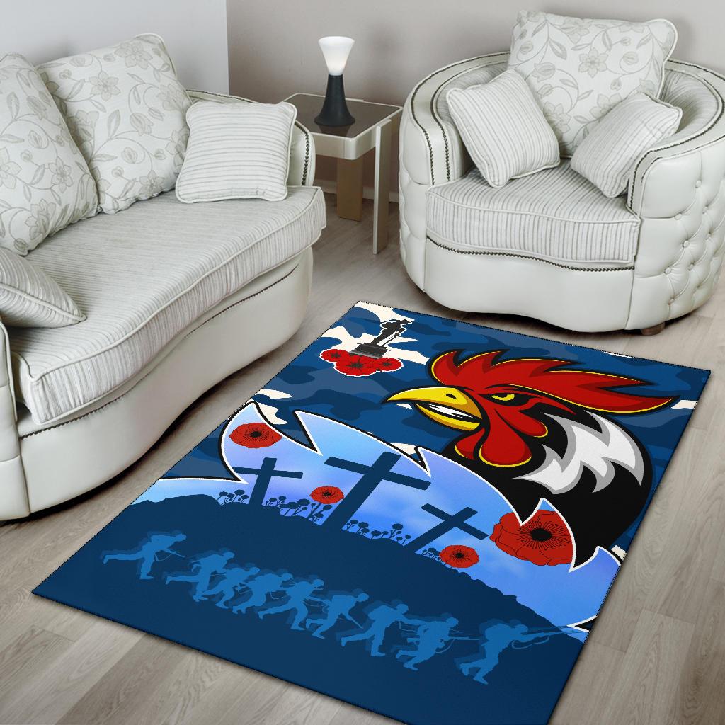 Roosters ANZAC Day Area Rug Military - Blue - Vibe Hoodie Shop