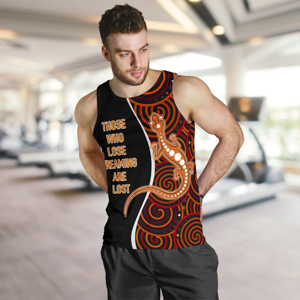 Aboriginal Men's Tank Top - Indigenous Lizard Dreaming - Vibe Hoodie Shop