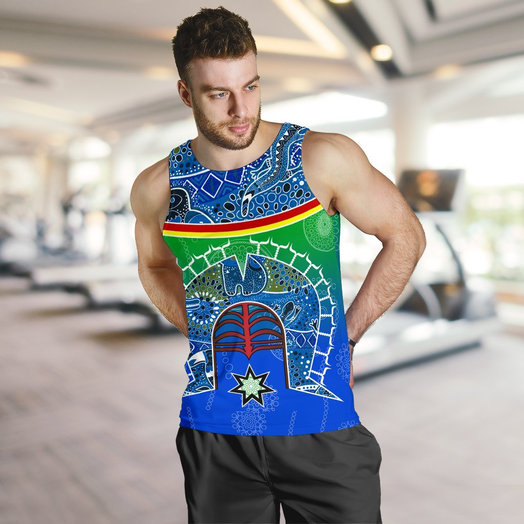 Men's Tank - Torres Strait Symbol With Aboriginal Patterns - Vibe Hoodie Shop