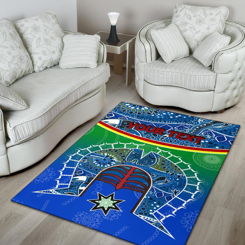 Personalised Area Rug - Torres Strait Symbol With Aboriginal Patterns - Vibe Hoodie Shop