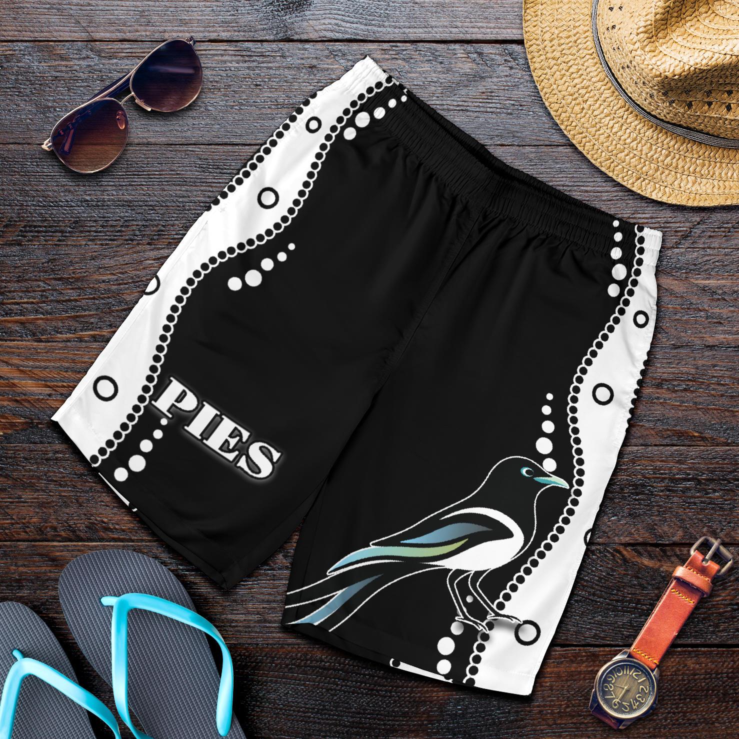 Collingwood Men Shorts Pies Indigenous - Black - Vibe Hoodie Shop