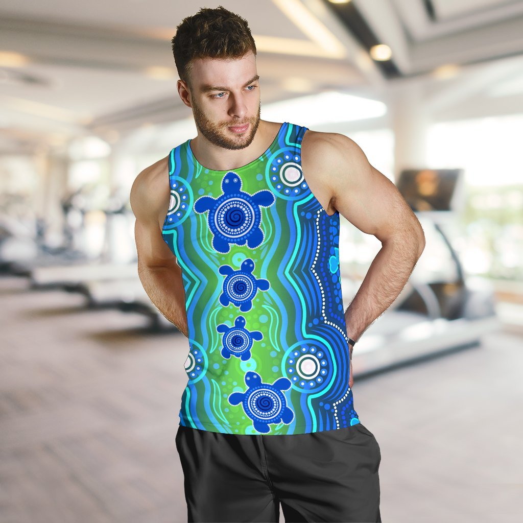 Aboriginal Men's Tank Top - Aboriginal Turtle Family - Vibe Hoodie Shop