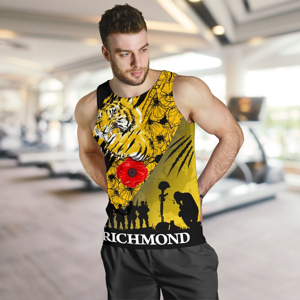 Richmond Tigers Men's Tank Top Lest We Forget - Vibe Hoodie Shop