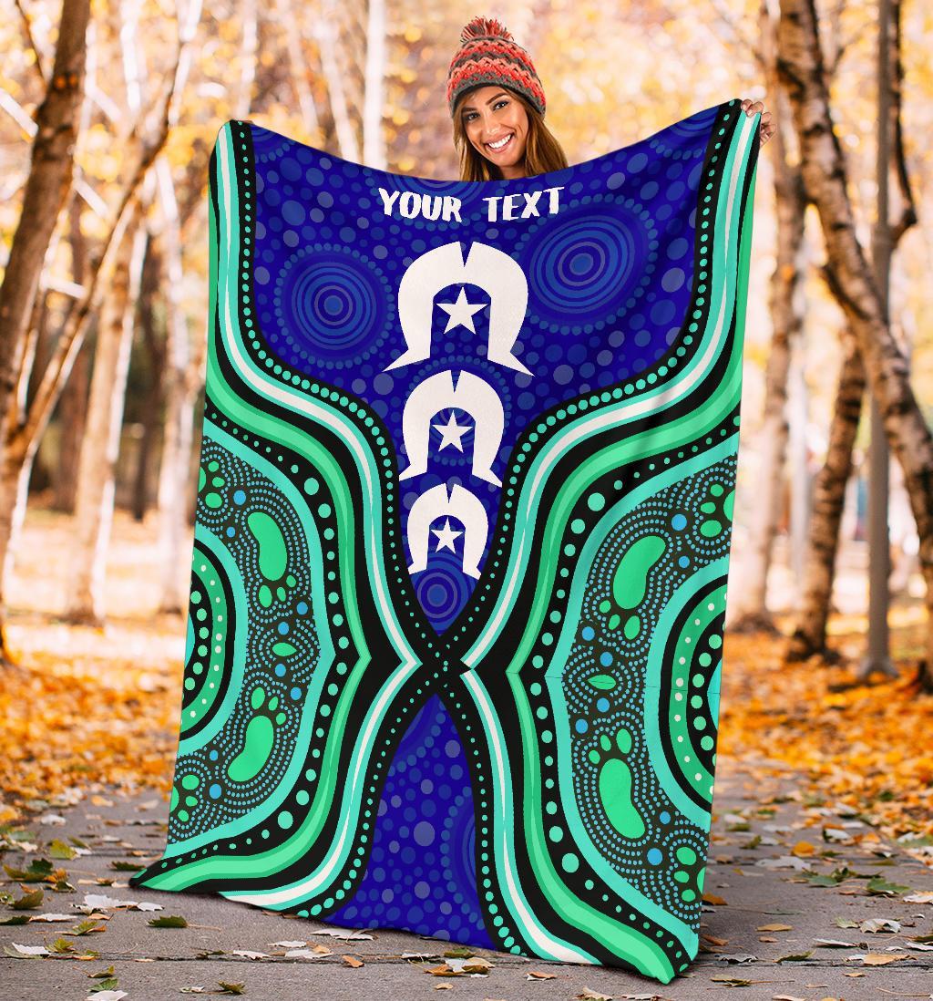 Torres Strait Personalised Premium Blanket - Torres Strait Symbol And Aboriginal Patterns - Vibe Hoodie Shop