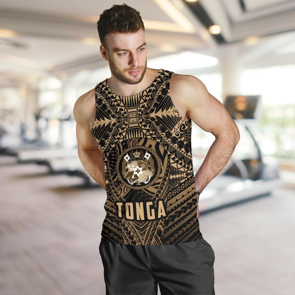 Tonga Tank Top For Men Polynesian Golden Style - Vibe Hoodie Shop