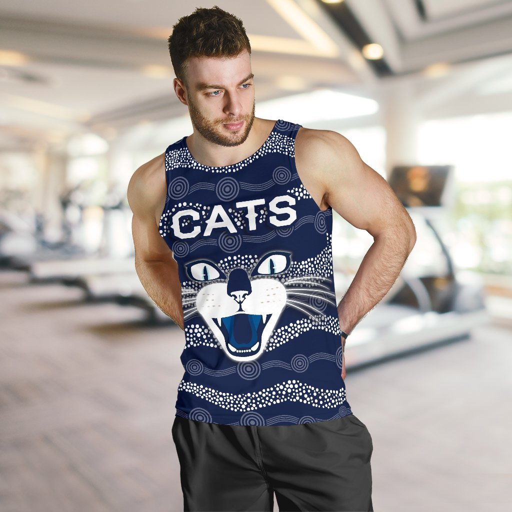 Geelong Men Tank Top Cats Indigenous - Navy - Vibe Hoodie Shop