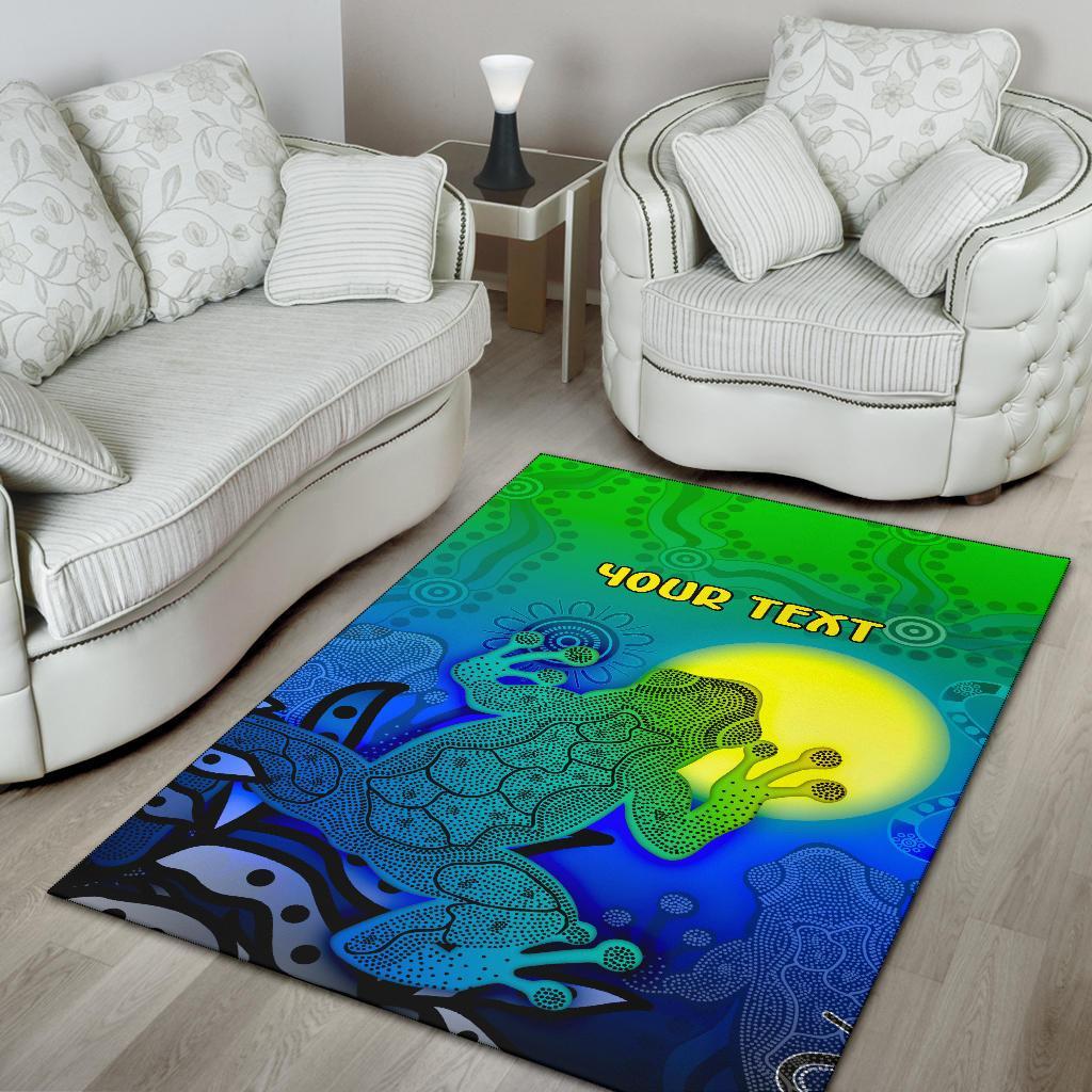 Custom Aboriginal Area Rug - Indigenous Frog (Blue) - Vibe Hoodie Shop