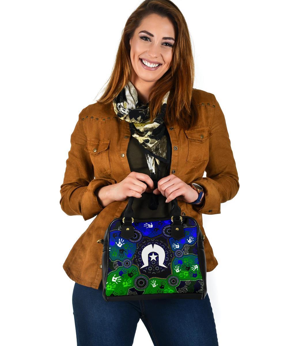 Aboriginal Shoulder Handbag - Torres Strait Symbol With Indigenous Patterns - Vibe Hoodie Shop