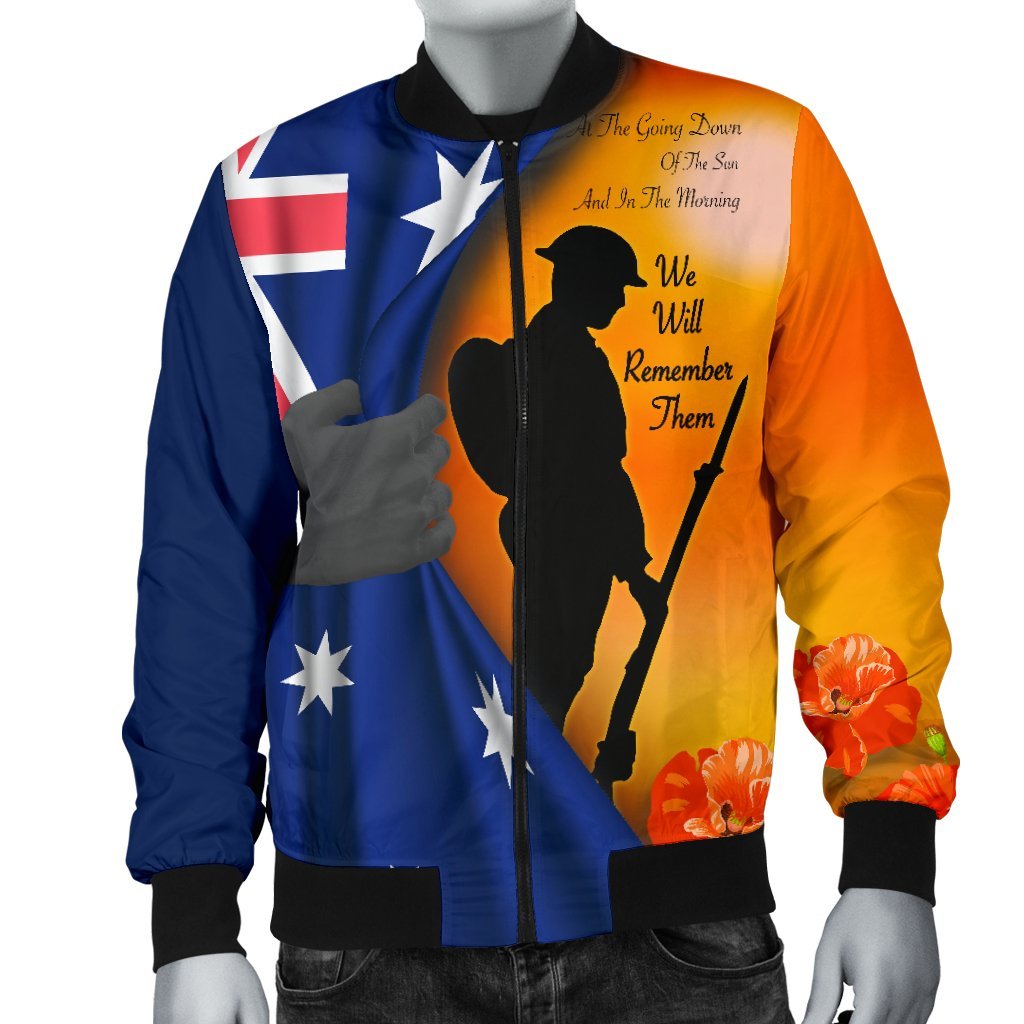 ANZAC Men's Bomber Jacket - We Will Remember Them Ver02 - Vibe Hoodie Shop
