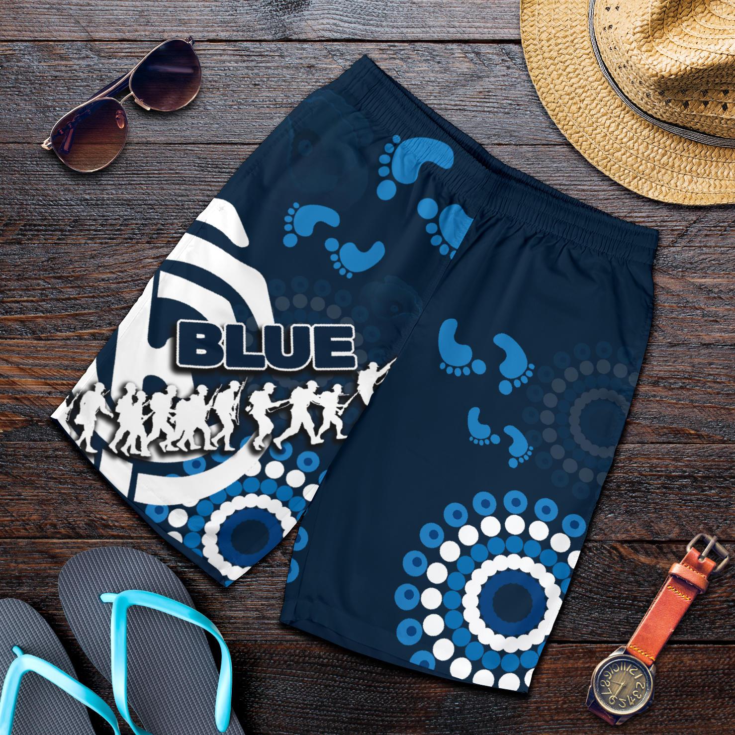 Carlton Blues All Over Print Men's Shorts ANZAC Day - Vibe Hoodie Shop