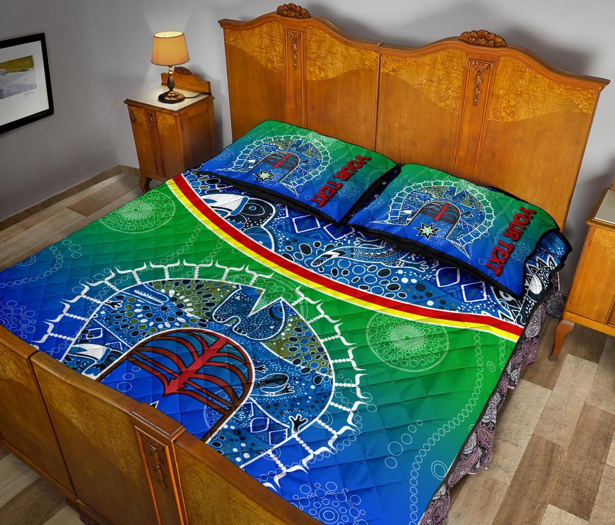 Personalised Quilt Bed Set - Torres Strait Symbol With Aboriginal Patterns - Vibe Hoodie Shop