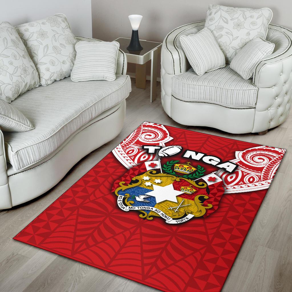 (Custom Personalised) Tonga Rugby Area Rug Royal Style - Vibe Hoodie Shop