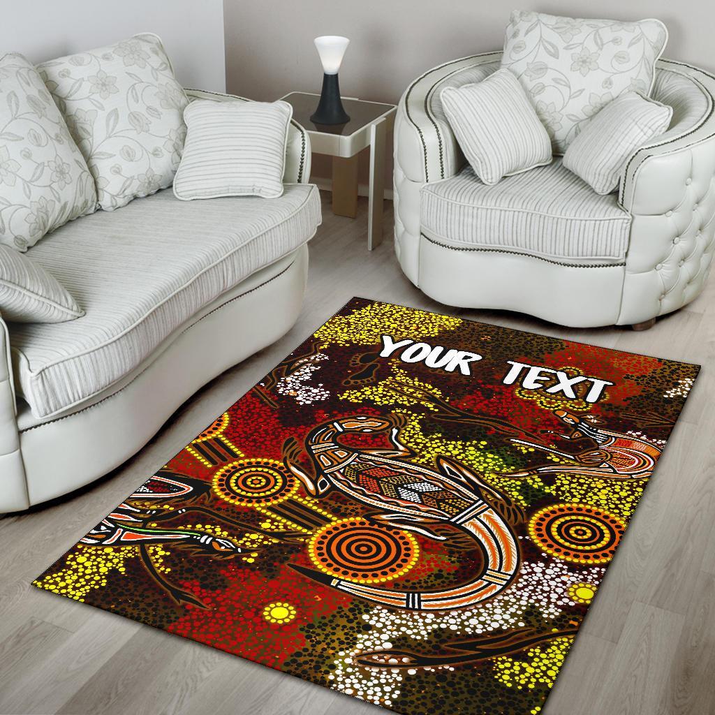 Custom Aboriginal Area Rug, Kangaroo and Lizard Dot Painting Art - Vibe Hoodie Shop